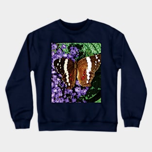 Butterflies - Black Butterfly on Heliotrope Crewneck Sweatshirt